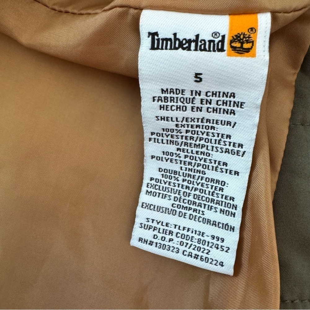 Timberland Olive Green Quilted Vest Boys Size 5 Outdoor Travel - Picture 6 of 6